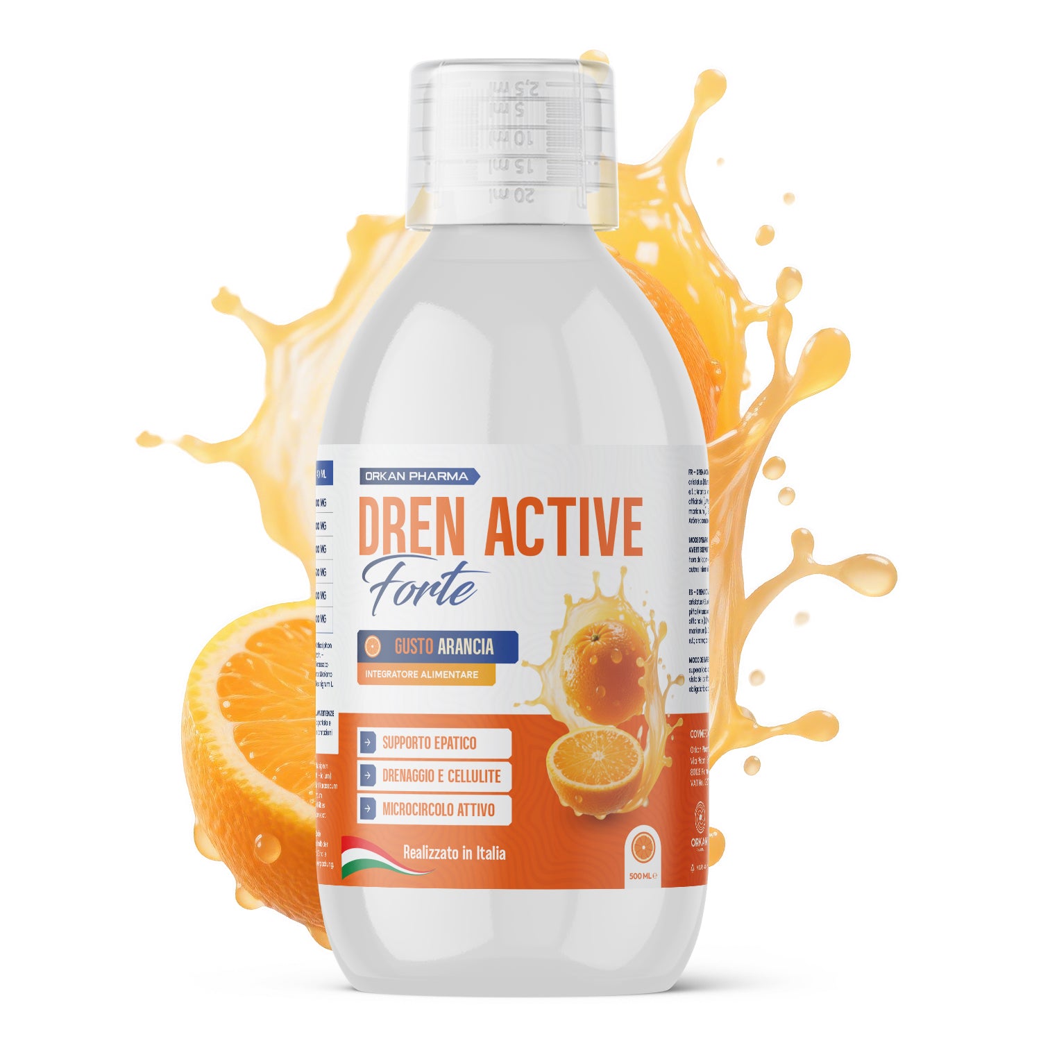 Diuretico Drenante Forte Dimagrante Detox per Ritenzione Idrica Potente Anticellulite Glutei e Gambe 500 ML Gusto Arancia Made in Italy