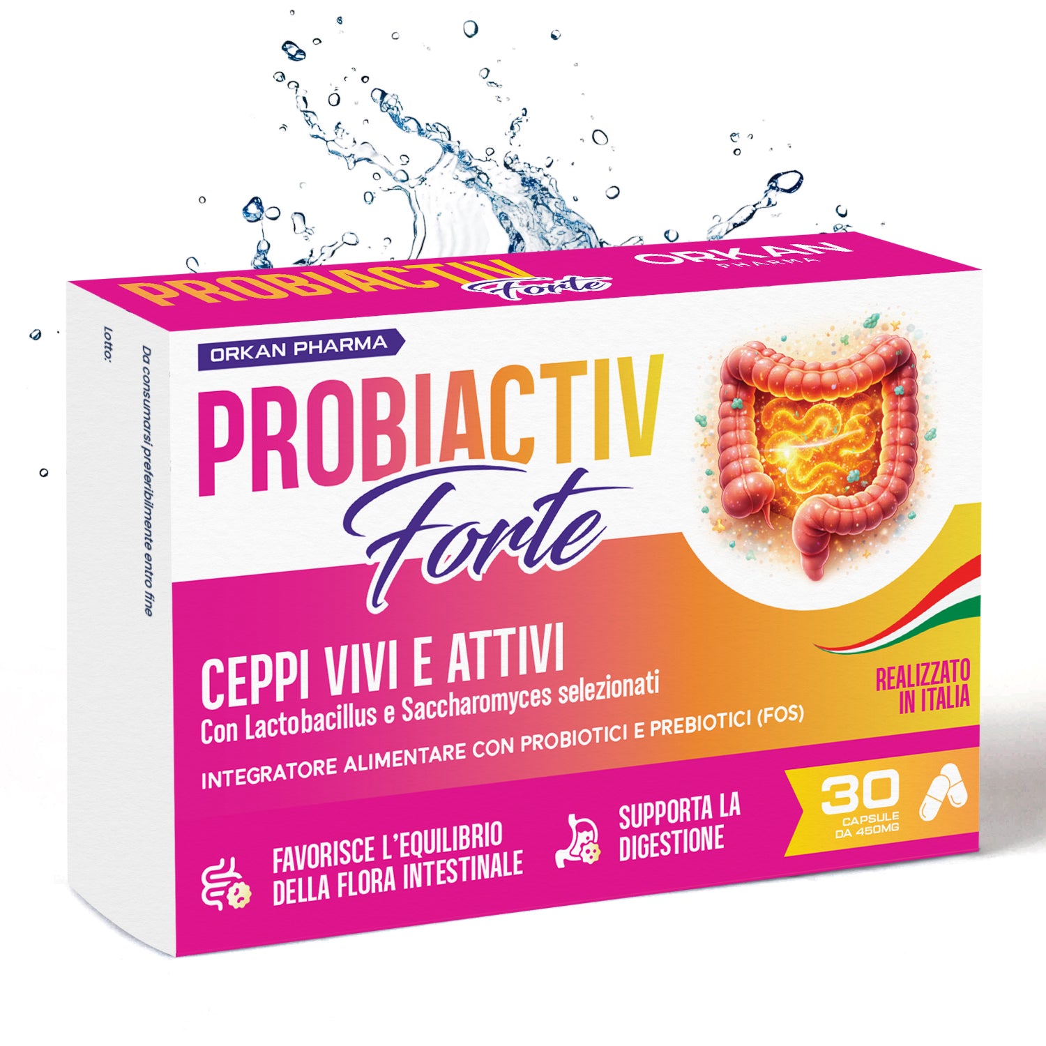 fermenti lattici probiotici e prebiotici donna uomo FOS, Lactobacillus Rhamnosus, Acidophilus e S. Boulardii – Equilibrio Flora Intestinale, Digestione e Difese Immunitarie 30 capsule da 450 mg Made